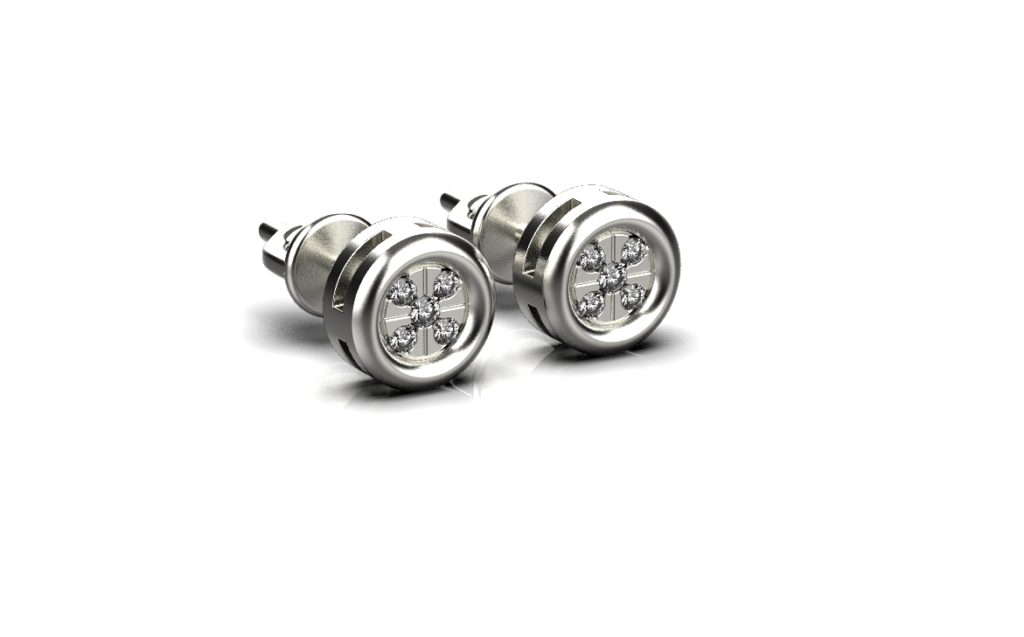 Micro Pave Stud Earrings – 18K White Gold