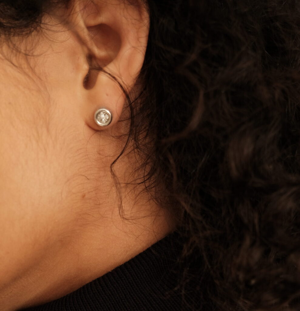 Micro Pave Stud Earrings – 18K White Gold