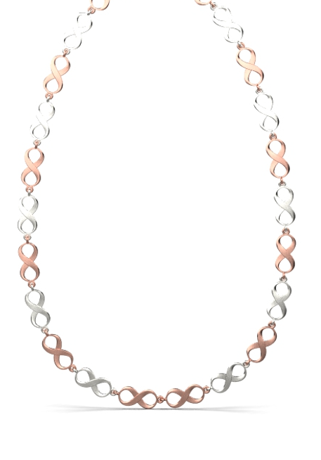 Figure of Eight Chain Necklace – 18K Rose Gold, White Gold