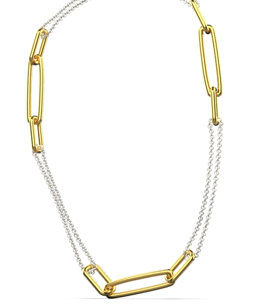 Parallel Chain Necklace – 18K Gold, Rhodium Plated Sterling Silver
