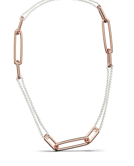 Parallel Chain Necklace – 18K Rose Gold Plated Sterling Silver, White Gold