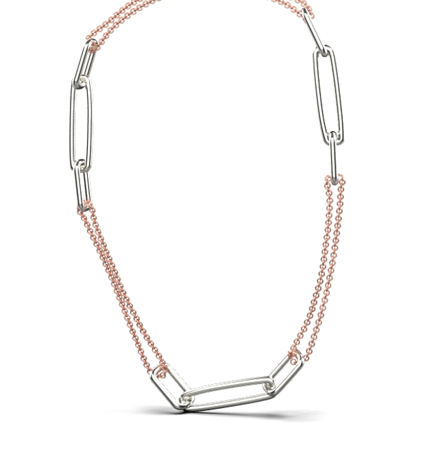Parallel Chain Necklace II – 18K Rose Gold Plated Sterling Silver, White Gold Parallel Chain Necklace II – 18K Rose Gold Plated Sterling Silver, White Gold