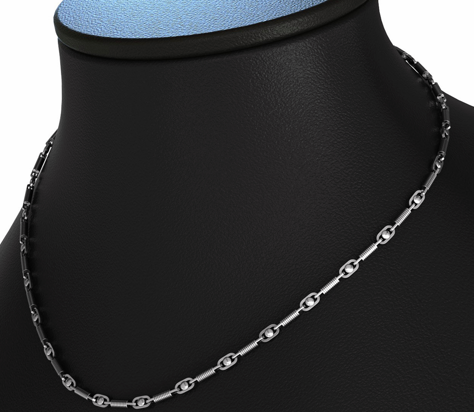 Spiral Button Link Necklace – Sterling Silver Spiral Button Link Necklace – Sterling Silver