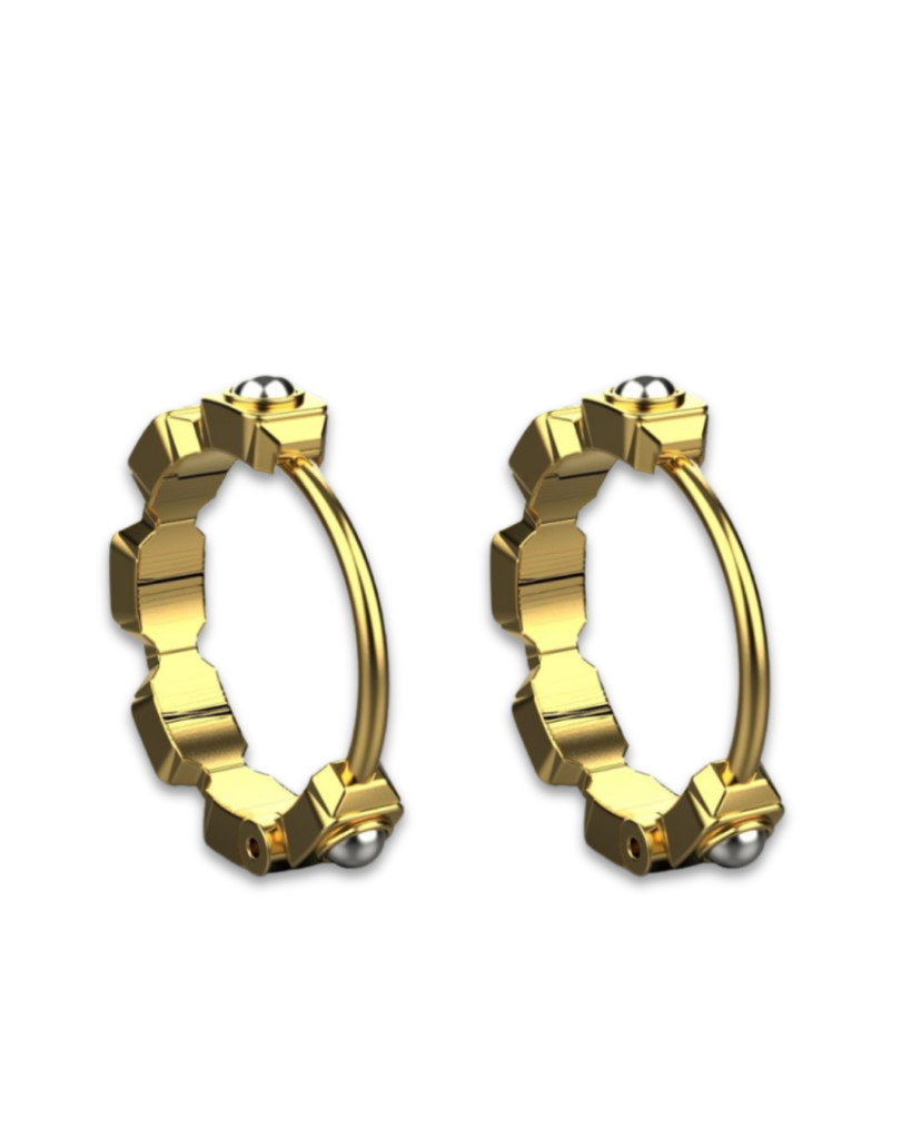 Empire Earrings – 18K Gold, Rhodium Plated Sterling Silver Empire Earrings – 18K Gold, Rhodium Plated Sterling Silver