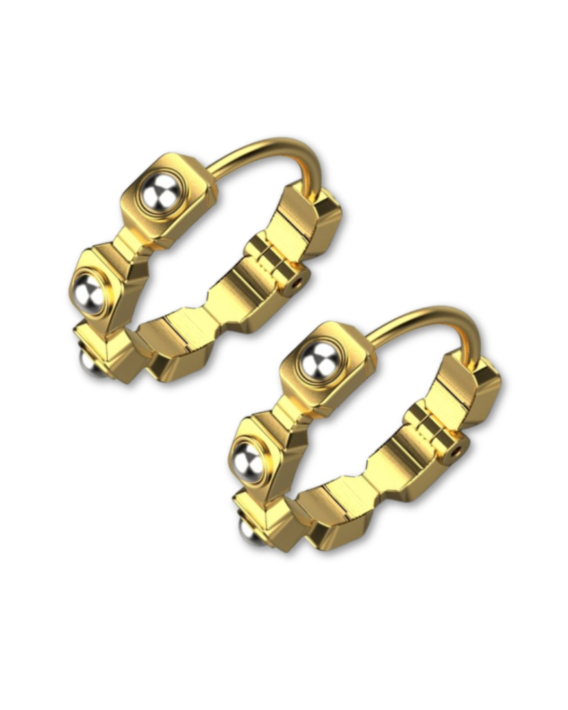 Empire Earrings – 18K Gold, Rhodium Plated Sterling Silver Empire Earrings – 18K Gold, Rhodium Plated Sterling Silver