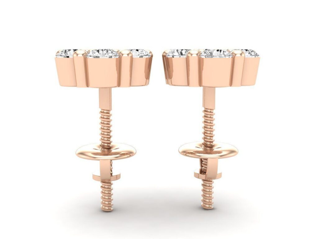 Cluster Stud Diamond Earrings-18K Rose Gold-1.7ct Cluster Stud Diamond Earrings-18K Rose Gold-1.7ct
