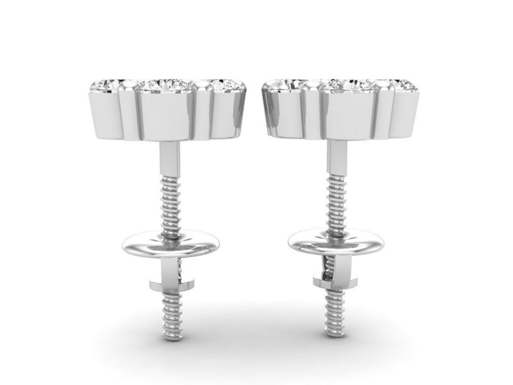 Cluster Stud Diamond Earrings-18K White Gold-1.7ct Cluster Stud Diamond Earrings-18K White Gold-1.7ct