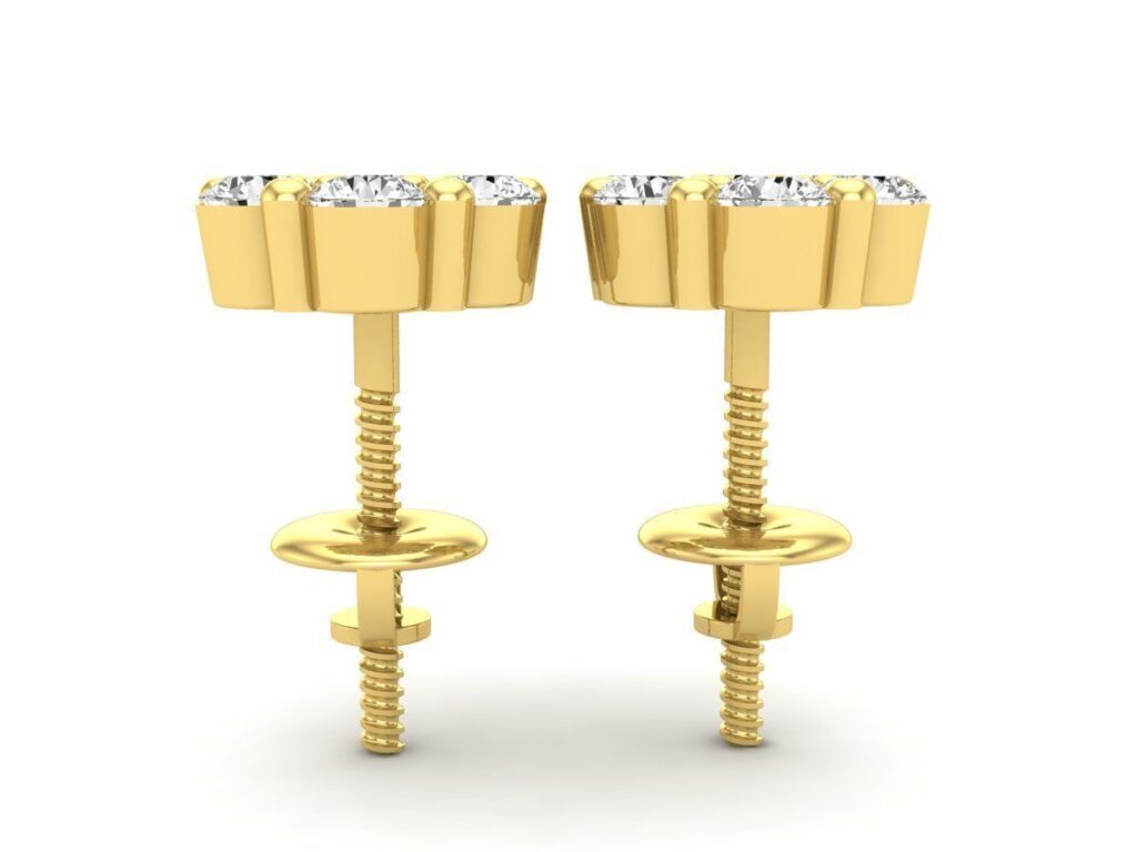 Cluster Stud Diamond Earrings-18K Gold-1.7ct Cluster Stud Diamond Earrings-18K Gold-1.7ct