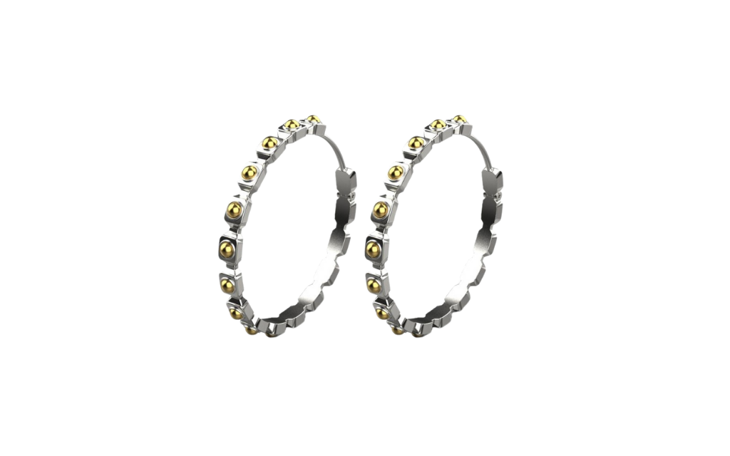 Empire XL Earrings – 18K Gold, Rhodium Plated Sterling Silver
