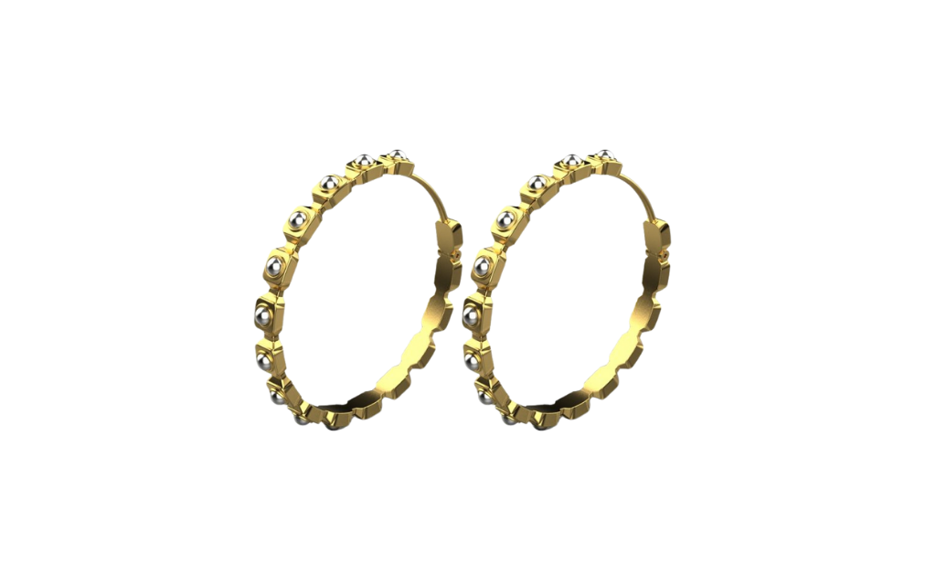 Empire XL Earrings II – 18K Gold, Rhodium Plated Sterling Silver