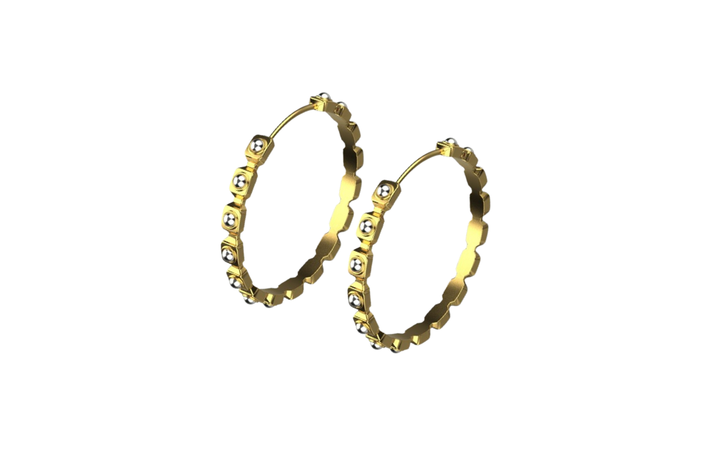 Empire XL Earrings II – 18K Gold, Rhodium Plated Sterling Silver