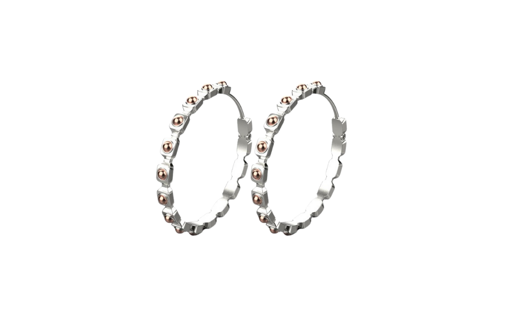 Empire XL Earrings II – 18K Rose Gold, Rhodium Plated Sterling Silver