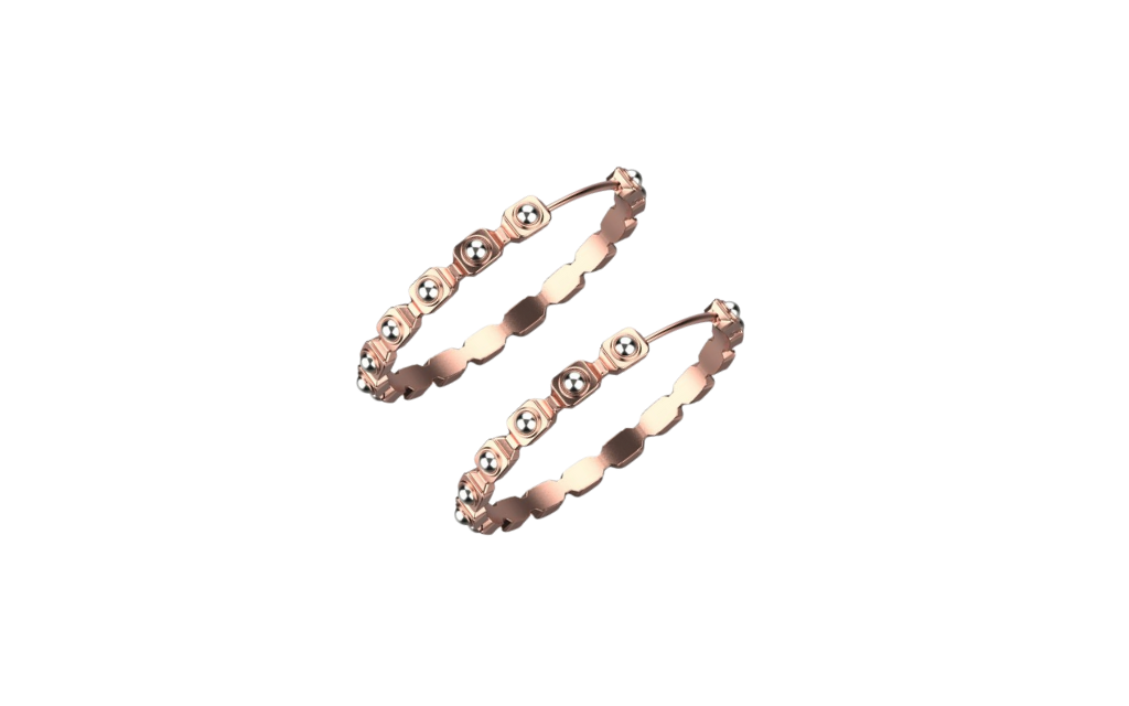 Empire XL Earrings – 18K Rose Gold, Rhodium Plated Sterling Silver