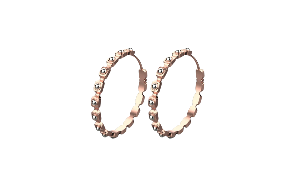 Empire XL Earrings – 18K Rose Gold, Rhodium Plated Sterling Silver