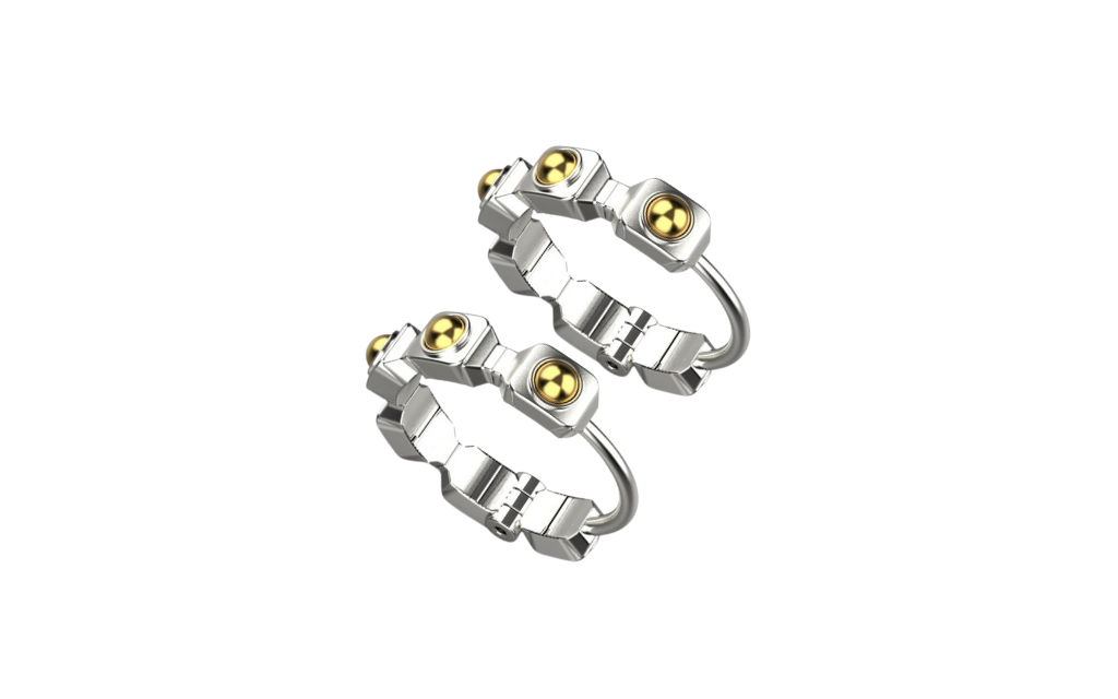 Empire Earrings II – 18K Gold, Rhodium Plated Sterling Silver Empire Earrings II – 18K Gold, Rhodium Plated Sterling Silver