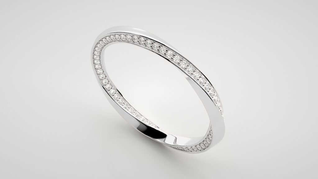 Eternity Twirl Round Cut Ring 18K White Gold- 0.36ct
