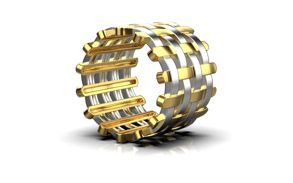 Basket Ring – 18K Gold, White Gold