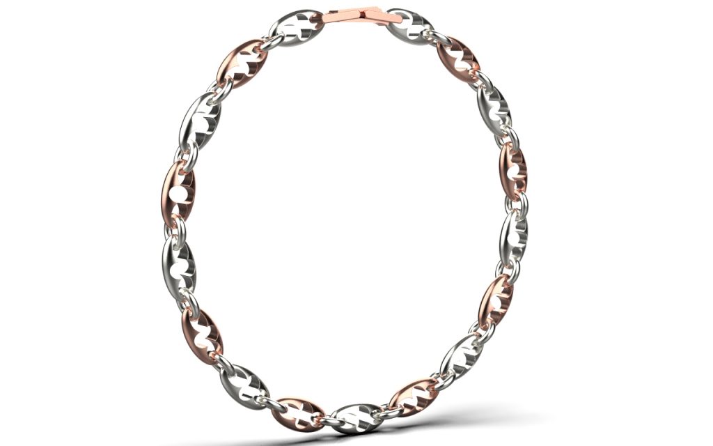 Esther Link Bracelet  – 18K Rose Gold, Rhodium Plated Sterling Silver