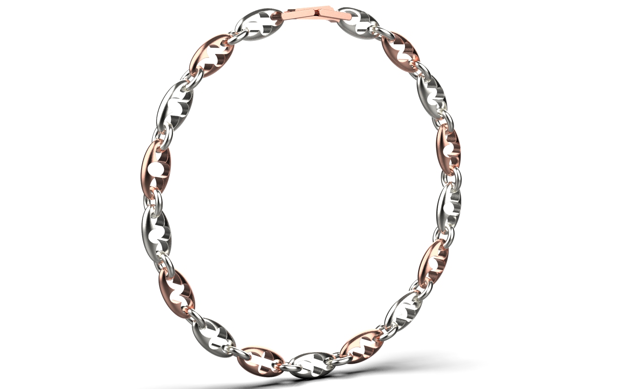 Esther Link Bracelet  – 18K Rose Gold, Rhodium Plated Sterling Silver