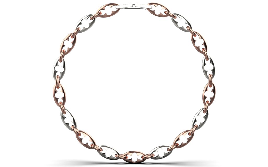 Esther Link Necklace  – 18K Rose Gold, Rhodium Plated Sterling Silver