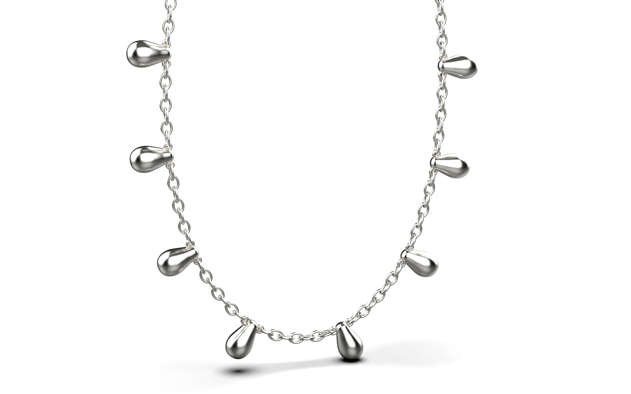Clustered Chain Necklace – 18K White Gold