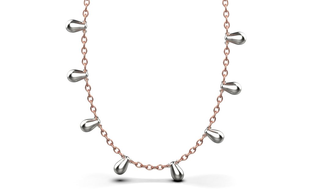 Clustered Chain Necklace II – 18K Rose Gold, White Gold