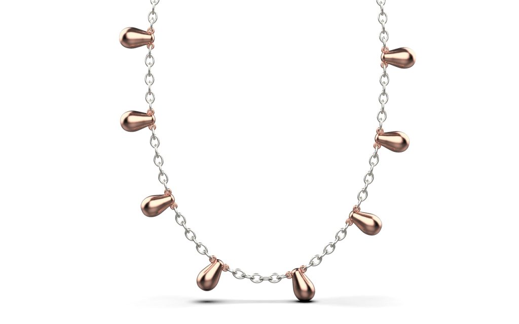 Clustered Chain Necklace – 18K Rose Gold, White Gold Clustered Chain Necklace – 18K Rose Gold, White Gold