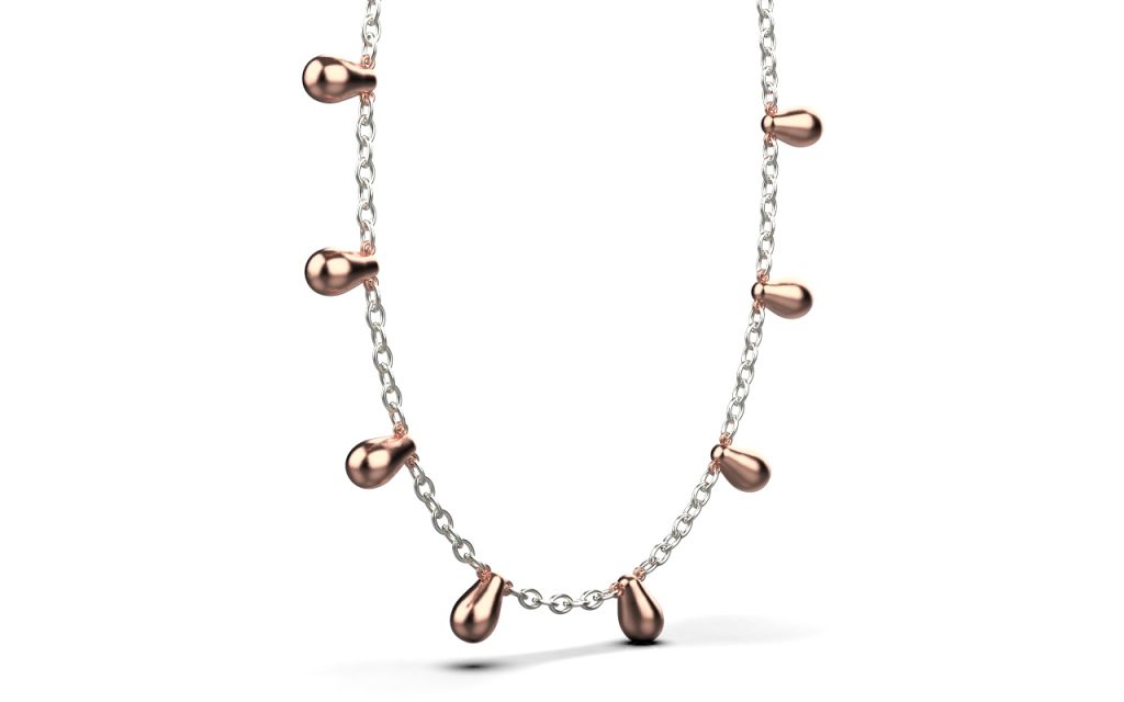 Clustered Chain Necklace – 18K Rose Gold, White Gold Clustered Chain Necklace – 18K Rose Gold, White Gold
