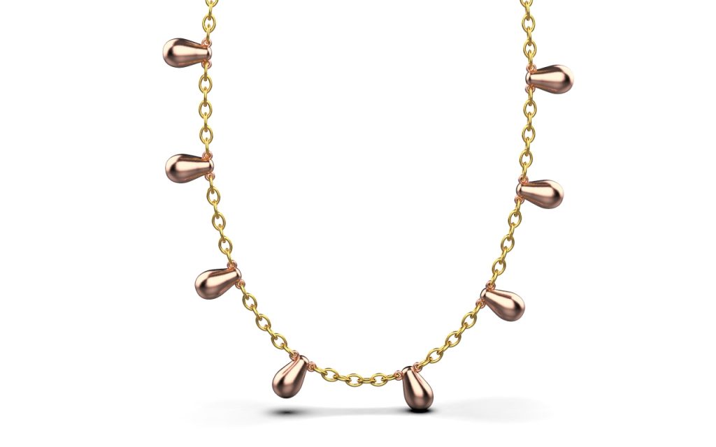 Clustered Chain Necklace – 18K Gold, Rose Gold Clustered Chain Necklace – 18K Gold, Rose Gold