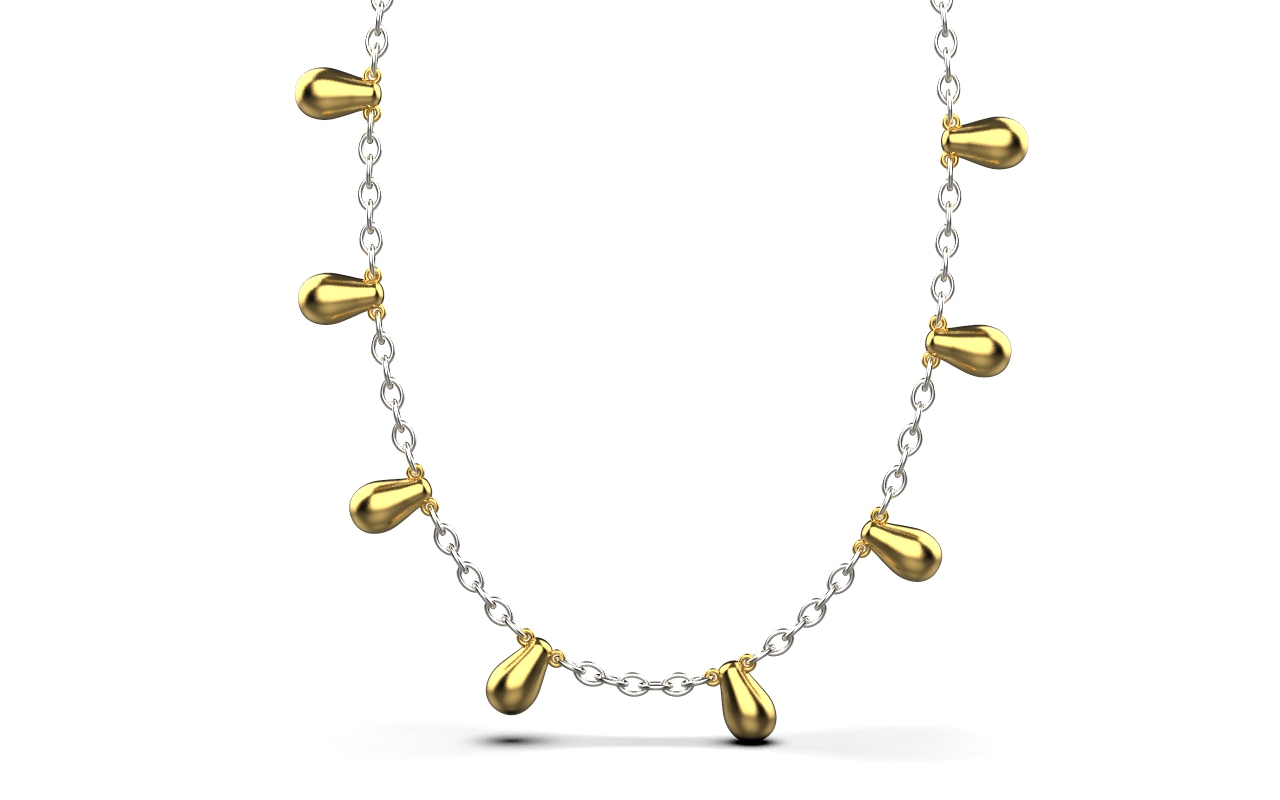 Clustered Chain Necklace II – 18K Gold, White Gold