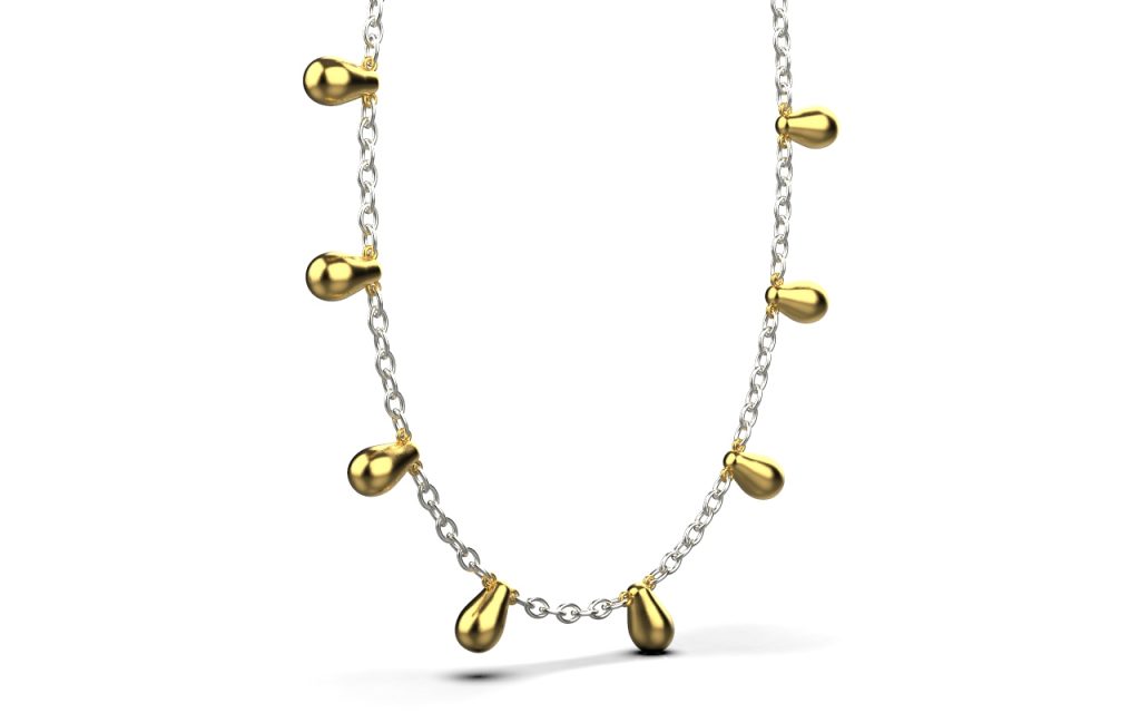 Clustered Chain Necklace II – 18K Gold, White Gold
