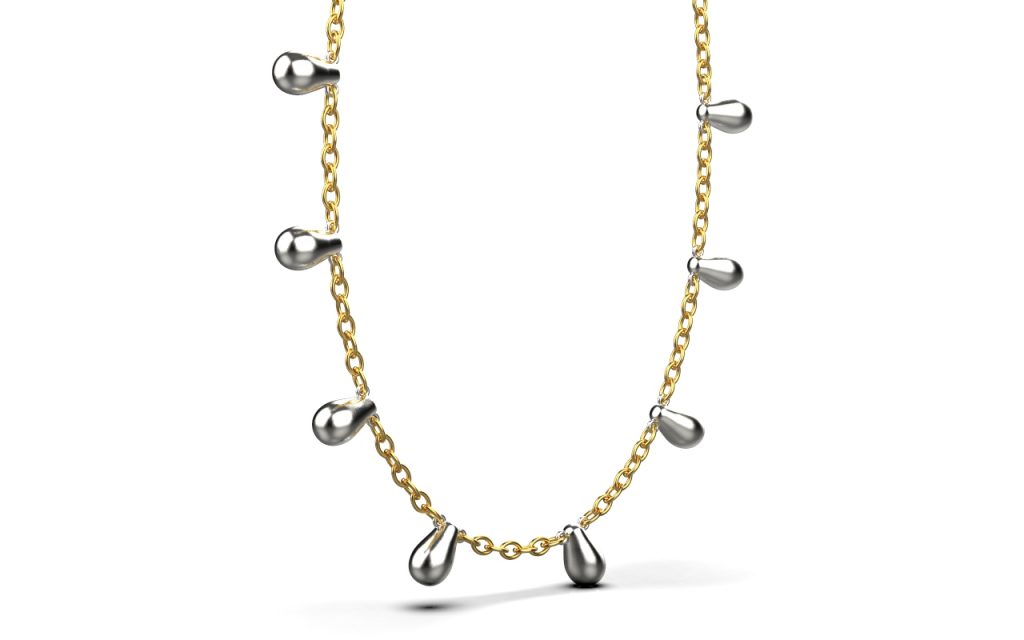 Clustered Chain Necklace – 18K Gold, White Gold Clustered Chain Necklace – 18K Gold, White Gold