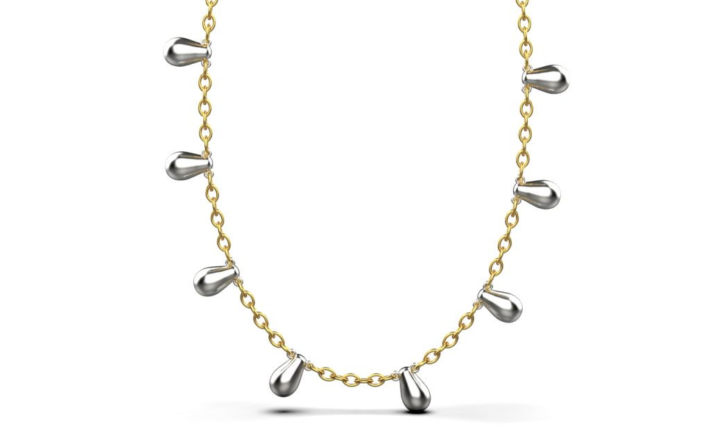 Clustered Chain Necklace – 18K Gold, White Gold Clustered Chain Necklace – 18K Gold, White Gold