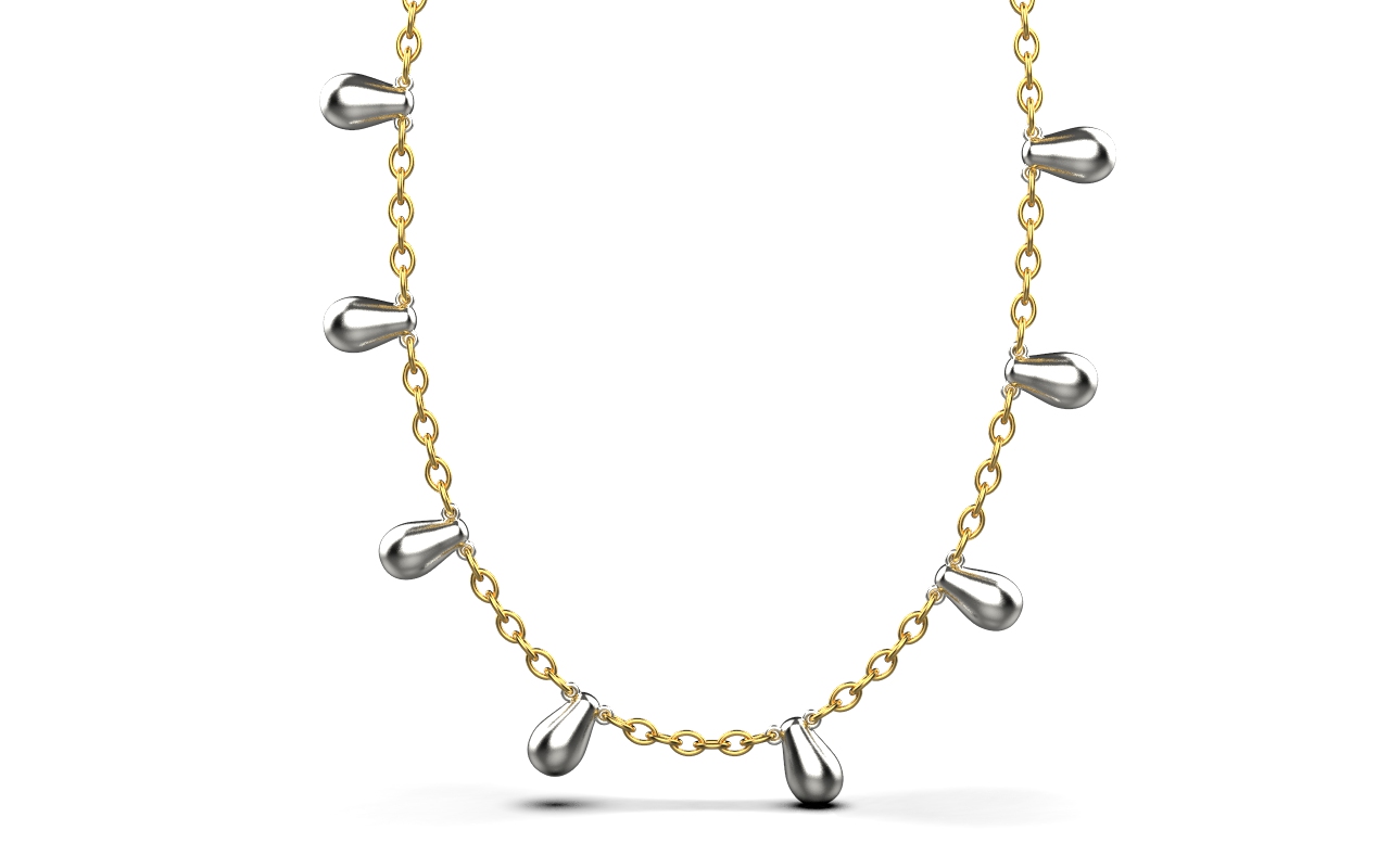 Clustered Chain Necklace – 18K Gold, White Gold
