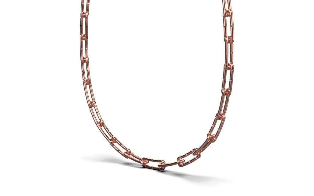 Linear Cut Link Necklace – 18K Rose Gold Linear Cut Link Necklace – 18K Rose Gold