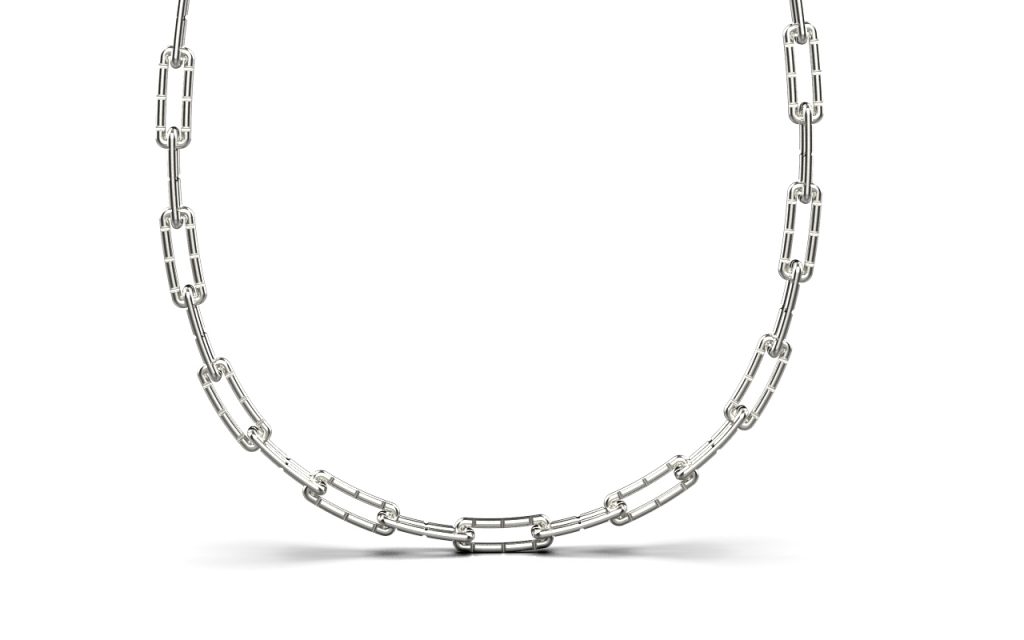 Linear Cut Link Necklace – Platinum