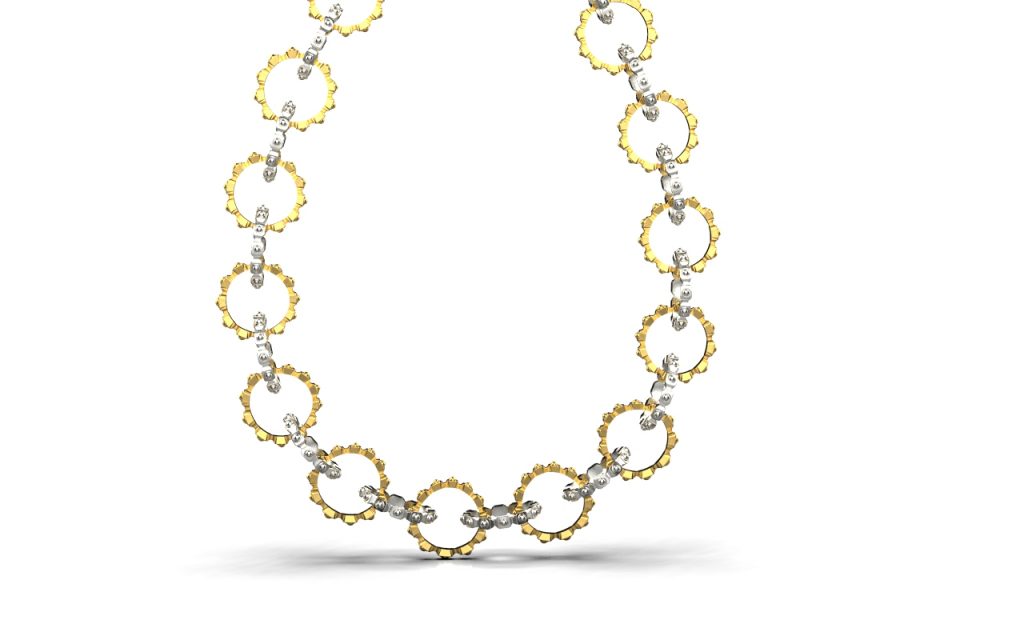Empire Necklace – 18K Gold, Rhodium Plated Sterling Silver Empire Necklace – 18K Gold, Rhodium Plated Sterling Silver