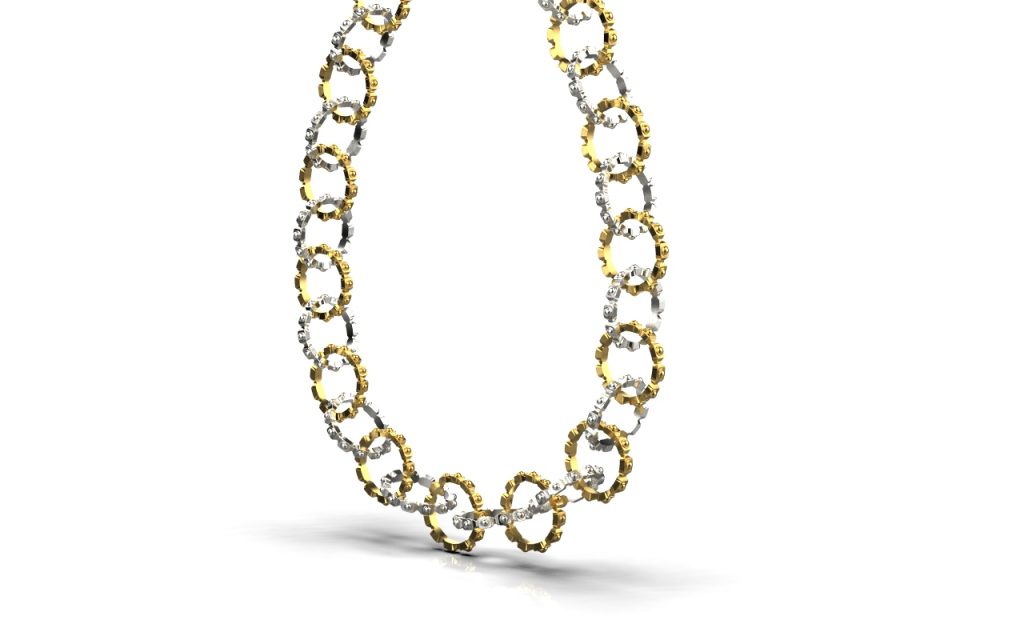 Empire Necklace – 18K Gold, Rhodium Plated Sterling Silver Empire Necklace – 18K Gold, Rhodium Plated Sterling Silver