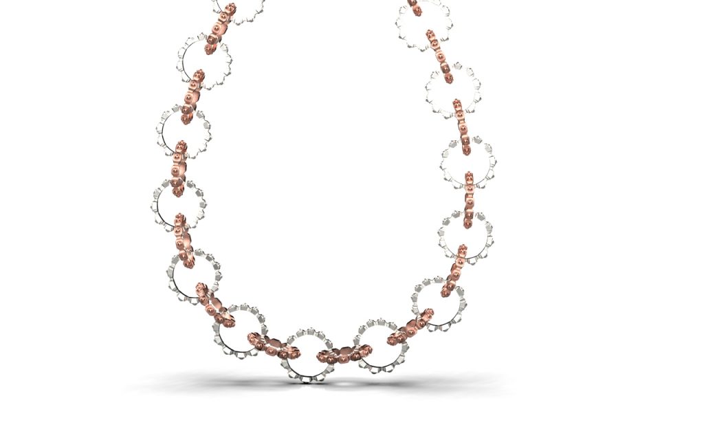 Empire Necklace – 18K Rose Gold, Rhodium Plated Sterling Silver Empire Necklace – 18K Rose Gold, Rhodium Plated Sterling Silver