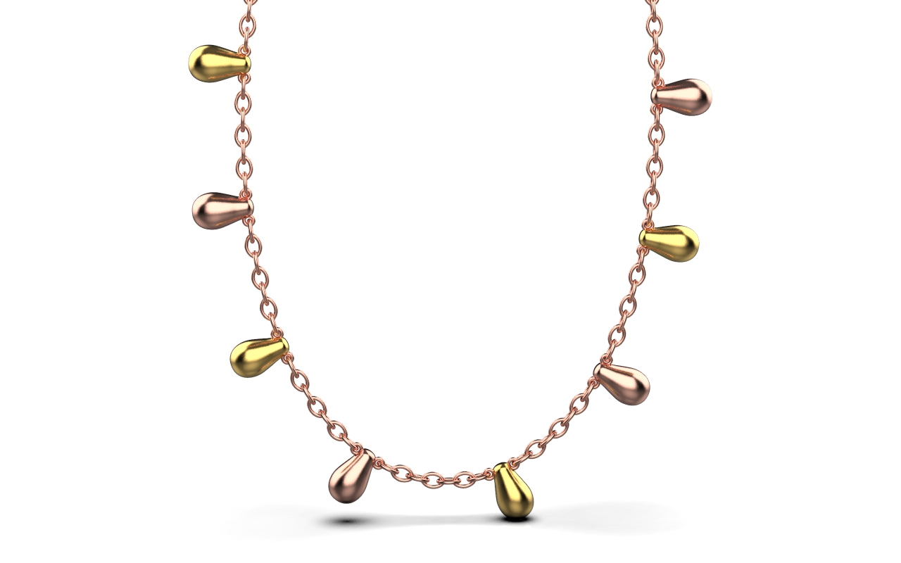 Clustered Alternate Chain Necklace II – 18K Gold, Rose Gold