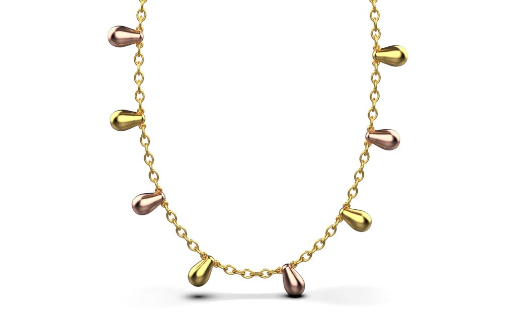 Clustered Alternate Chain Necklace – 18K Gold, Rose Gold Clustered Alternate Chain Necklace – 18K Gold, Rose Gold