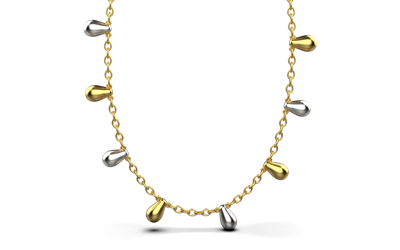 Clustered Alternate Chain Necklace – 18K Gold, White Gold