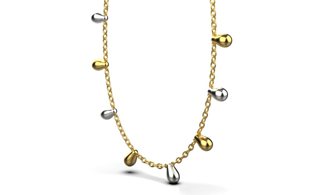 Clustered Alternate Chain Necklace – 18K Gold, White Gold Clustered Alternate Chain Necklace – 18K Gold, White Gold
