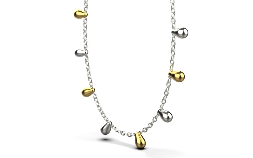 Clustered Alternate Chain Necklace II – 18K Gold, White Gold