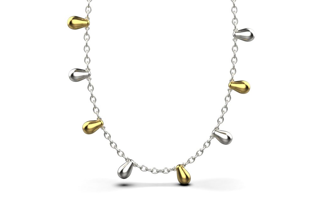 Clustered Alternate Chain Necklace II – 18K Gold, White Gold
