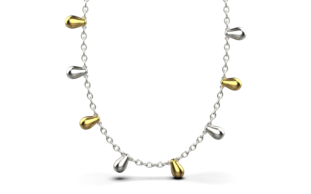 Clustered Alternate Chain Necklace II – 18K Gold, White Gold