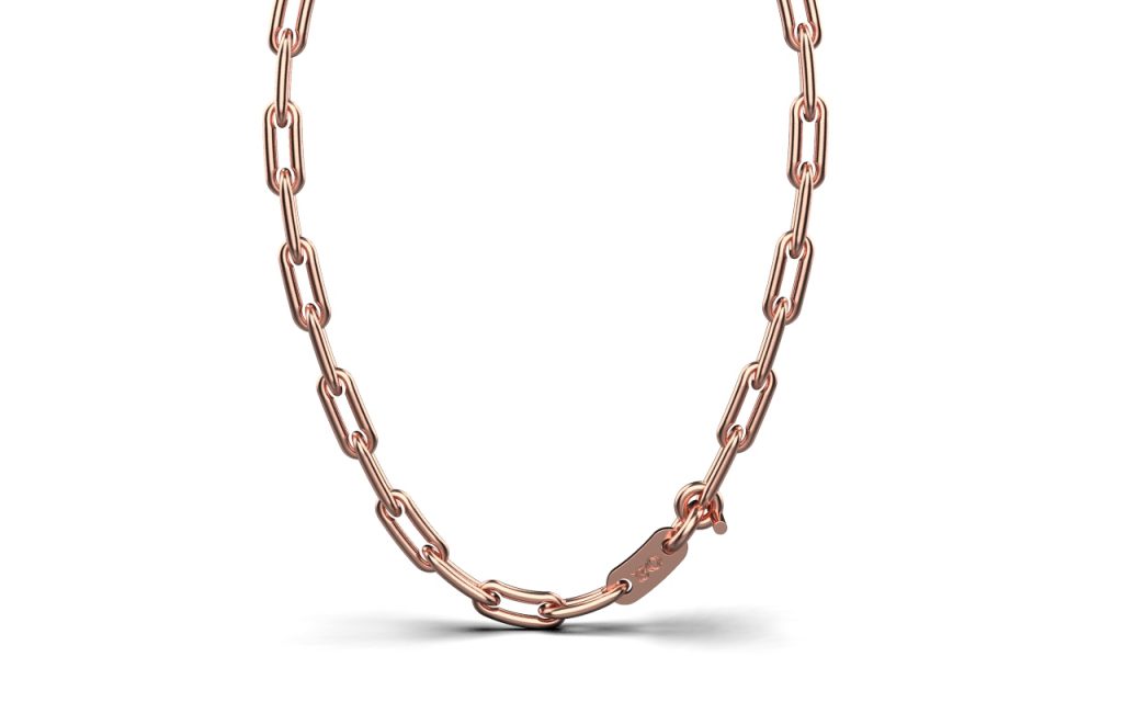 Linear Link Curved Necklace – 18K Rose Gold Plated Sterling Silver Linear Link Curved Necklace – 18K Rose Gold Plated Sterling Silver