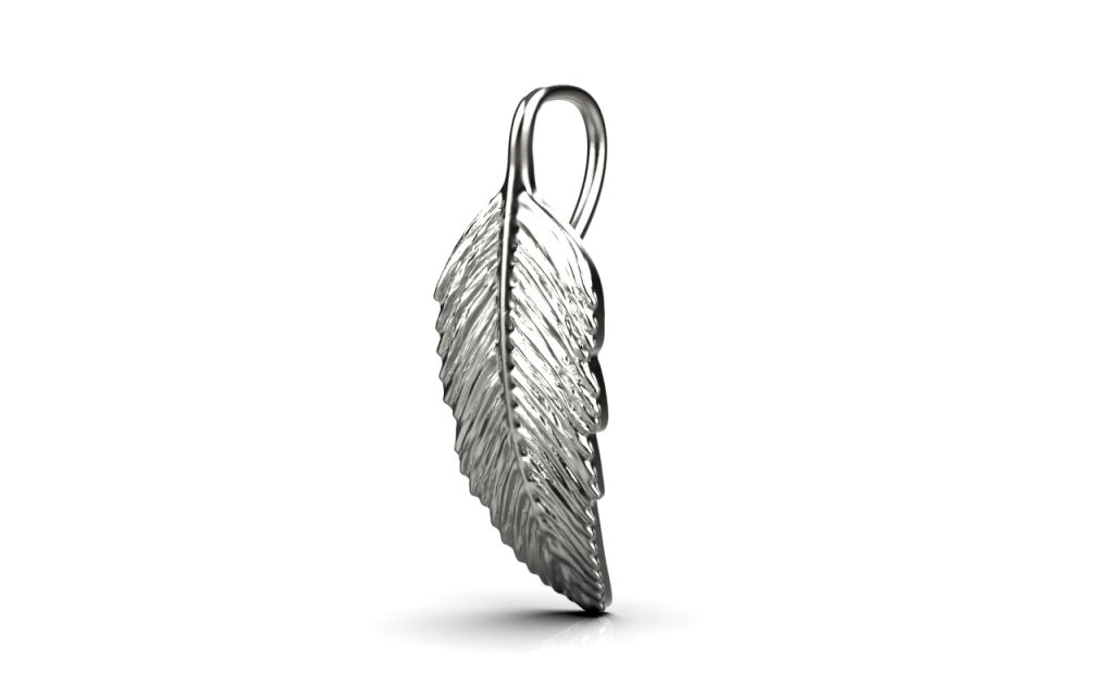 Leaf Pendant – 18K White Gold