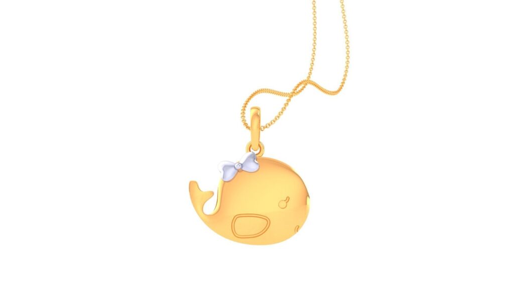 Whale Pendant – 18K White Gold, Gold