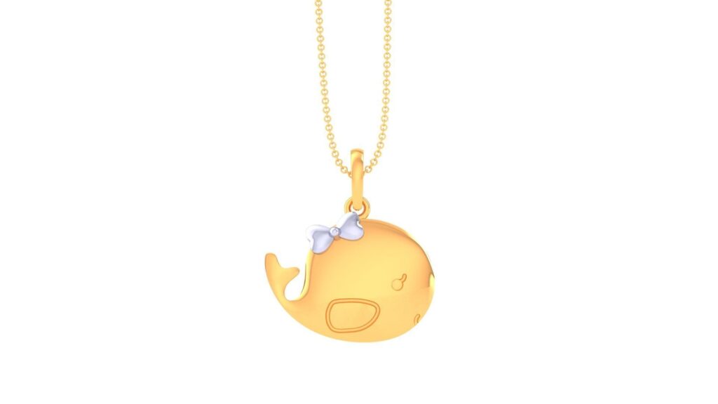 Whale Kids Pendant 18K White Gold, Gold ODOZIAKUCHI